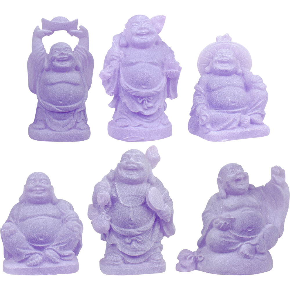 Frosted Acrylic Feng Shui FIGURINE 1-inch Buddha Purple (Set of 6)