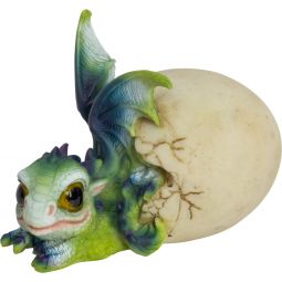 Polyresin Hatching Baby Dragon Figurine - Aqua/ Green (Each)