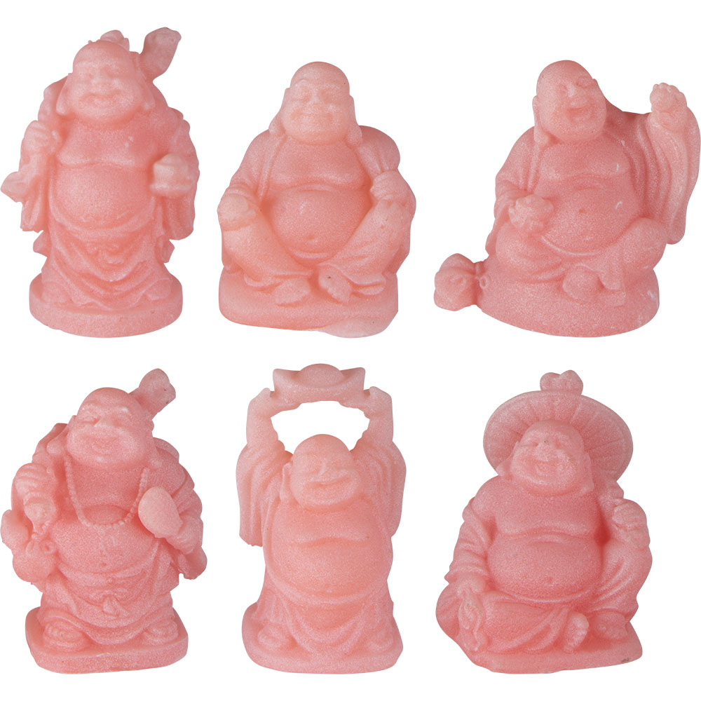 Frosted Acrylic Feng Shui FIGURINE 1-inch Buddha Pink (Set of 6)