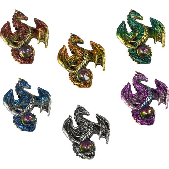 Polyresin Magnet Figurines Mini Dragon Asstd Colors (Pack of 6)