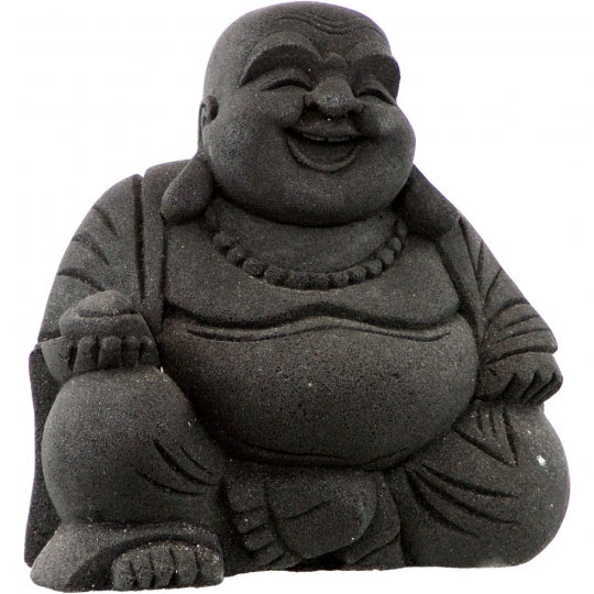 Volcanic Stone Statue  Happy Buddha Black (each)