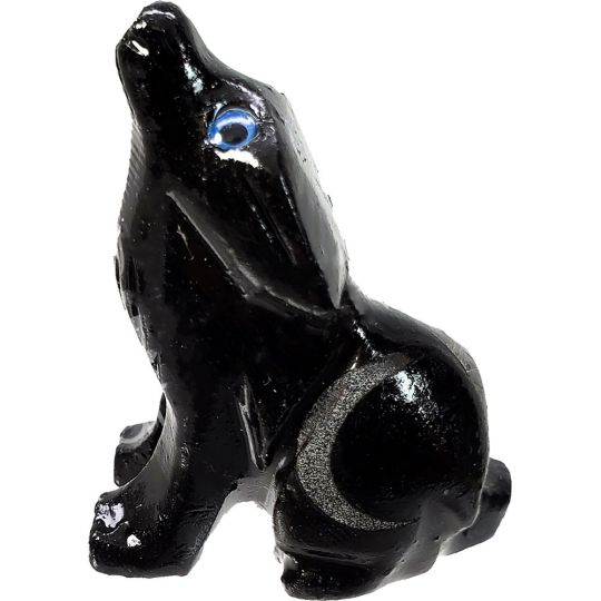 Spirit Animal 1.25 - inch Wolf Black Onyx w/ Moon (Pack of 6)