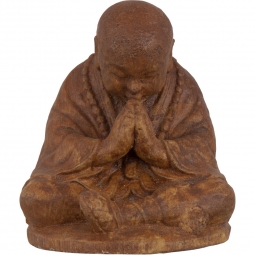 Volcanic Stone Statue Praying Monk Brown (each)