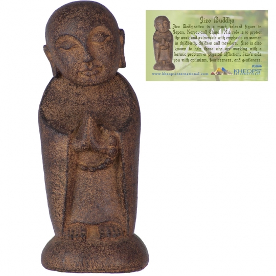 Volcanic Stone Statue  Jizo Buddha Brown (each)