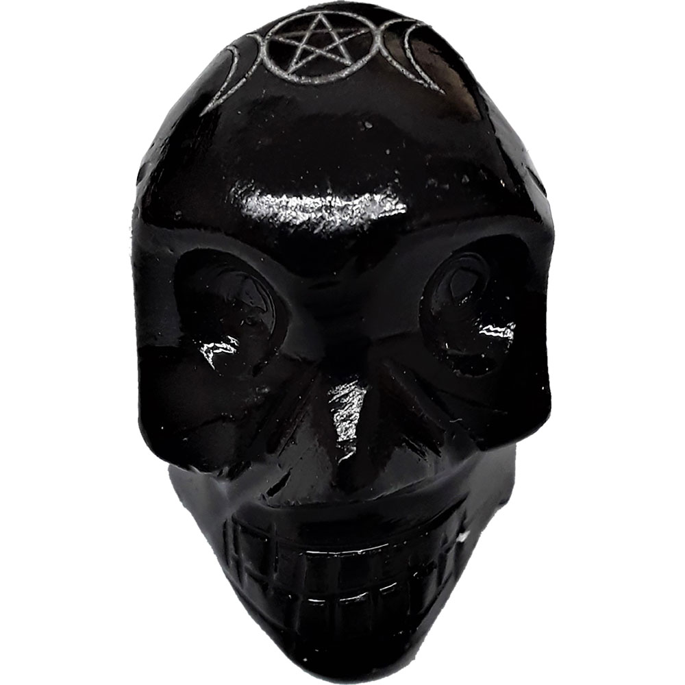 Black Onyx SKULL 1.25 - inch w/ Moon & Pentacle (Pack of 6)