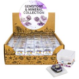 Gemstone Amethyst Cluster w/ Asst'd Animals in Acrylic Box (Display of 60)