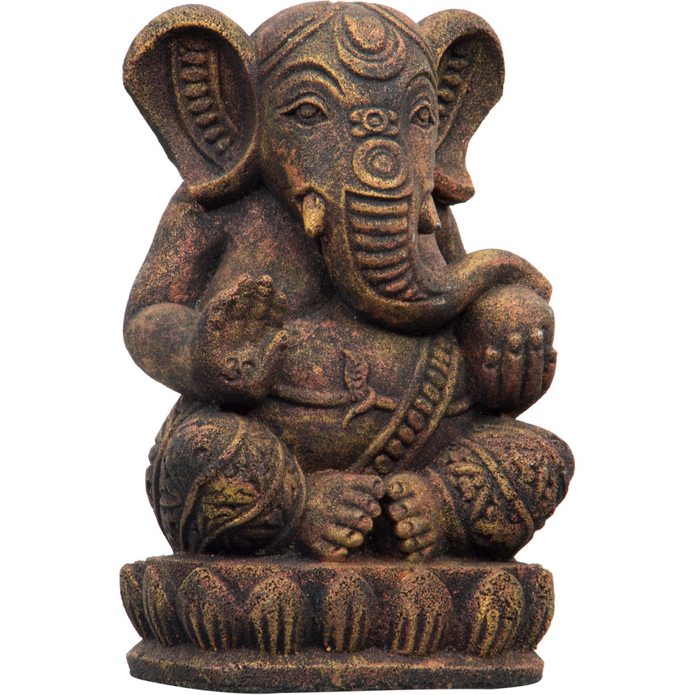 Volcanic Stone Statue - Red/GOLD Ganesha (Each)