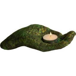 Volcanic Stone T-Light Holder - Offering Hand (Each)