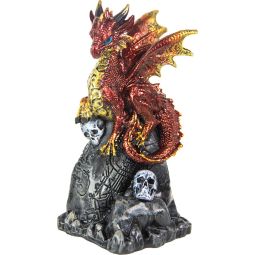Polyresin Dragon Figurine - On Rocks w/ Skulls (Set of 4)