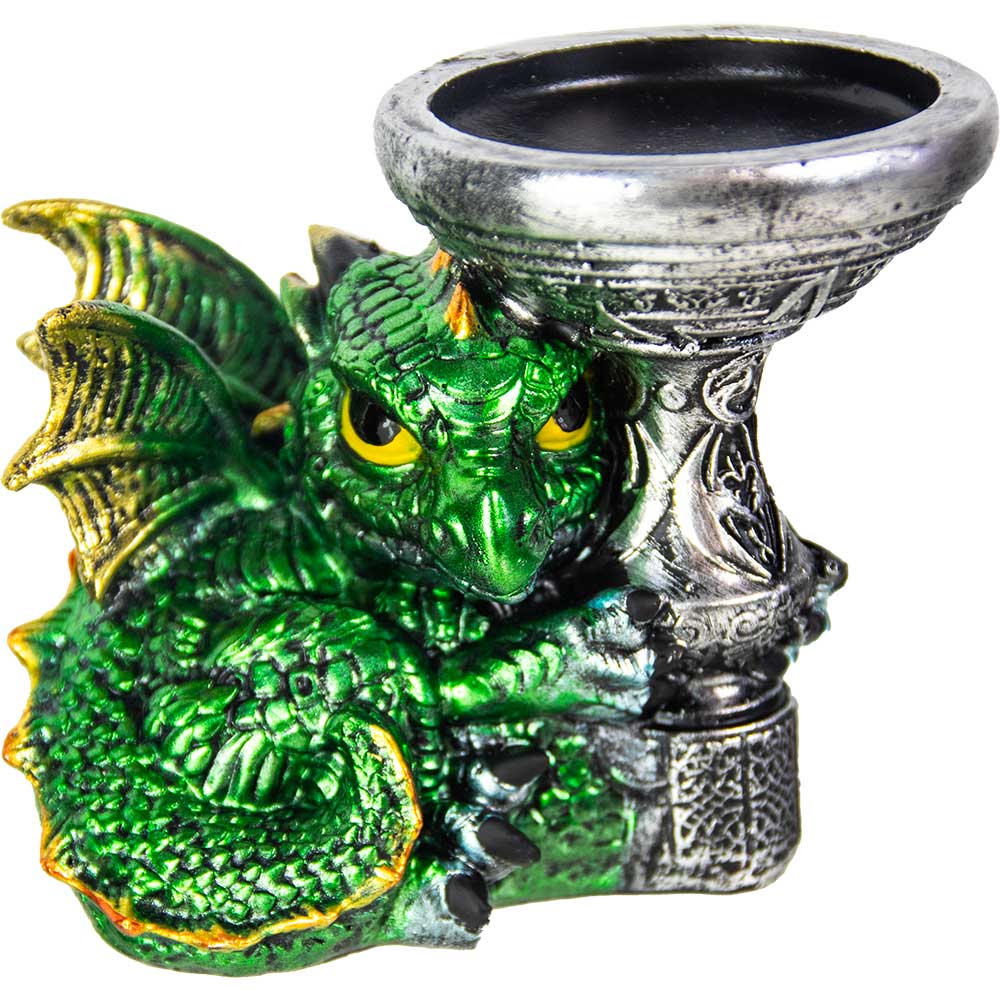 Polyresin T-Light Holder Baby DRAGON - Green (Each)