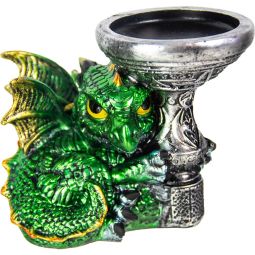 Polyresin T-Light Holder Baby Dragon - Green (Each)