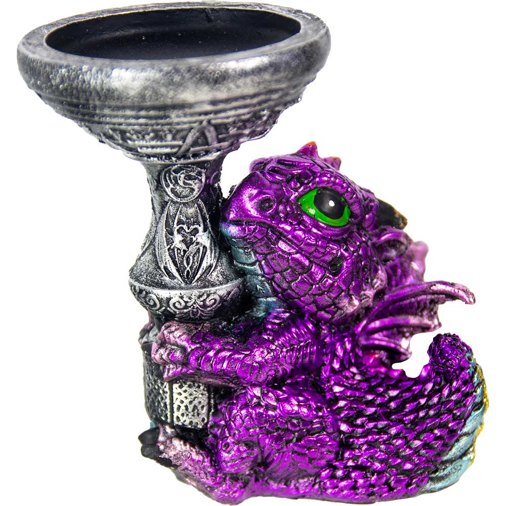 Polyresin T-Light Holder Baby DRAGON - Purple (Each)
