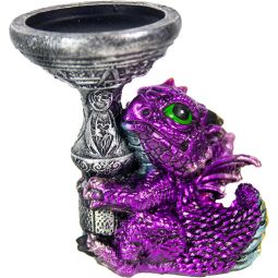 Polyresin T-Light Holder Baby Dragon - Purple (Each)