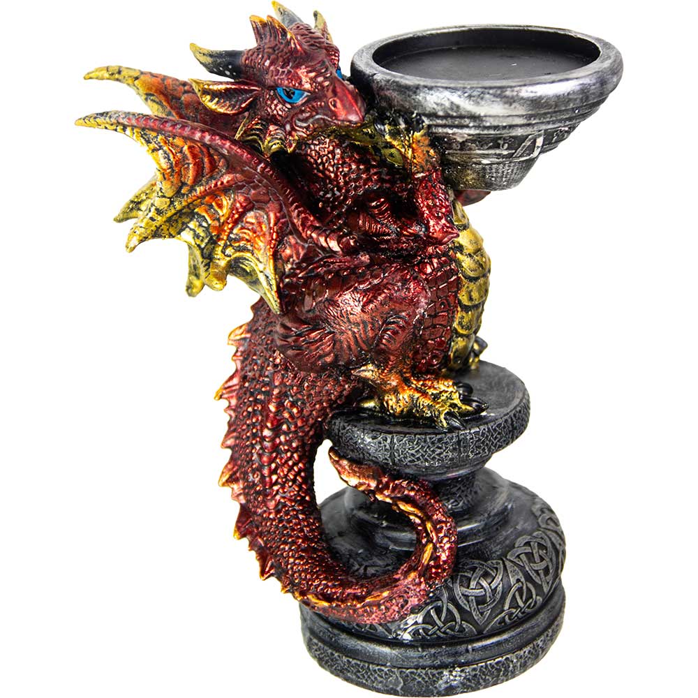 Polyresin T-Light Holder DRAGON - Red (Each)
