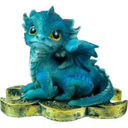 Polyresin Baby Dragon Figurine - On Celtic Triple Moon (Each)