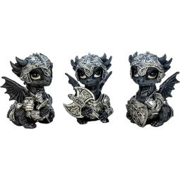 Polyresin Medieval Baby Dragons in Armor (Set of 3)