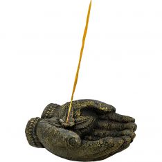 Volcanic Stone Incense Holder Buddha Offering Hands Lotus (Each)