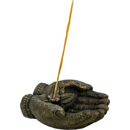 Volcanic Stone Incense Holder Buddha Offering Hands Lotus (Each)