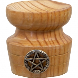 Wood Sphere Stand w/Pentacle - Pedestal (Each)