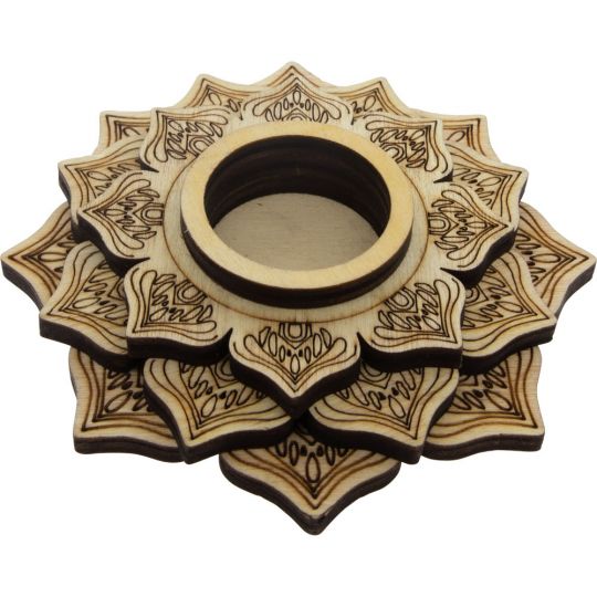 Wooden Sphere Stand w/ LED - Mandala (Each)