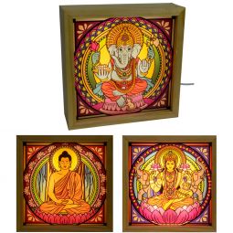 Wood Light Box w/ Changeable Glass & USB - Hindu Gods (Each)
