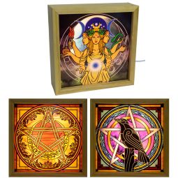 Wood Light Box w/ Changeable Glass & USB - Pagan (Each)