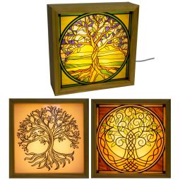 Wood Light Box w/ Changeable Glass & USB - Tree of Life (Each)