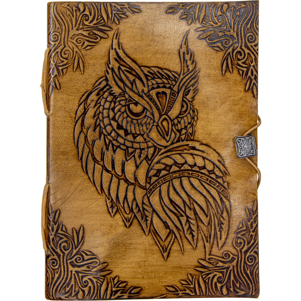 LEATHER Journal with Button Closure - Owl (Each)