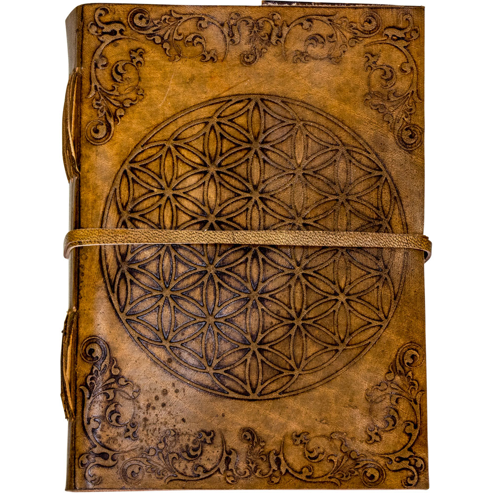 LEATHER Journal with Strap - Flower of Life (Each)