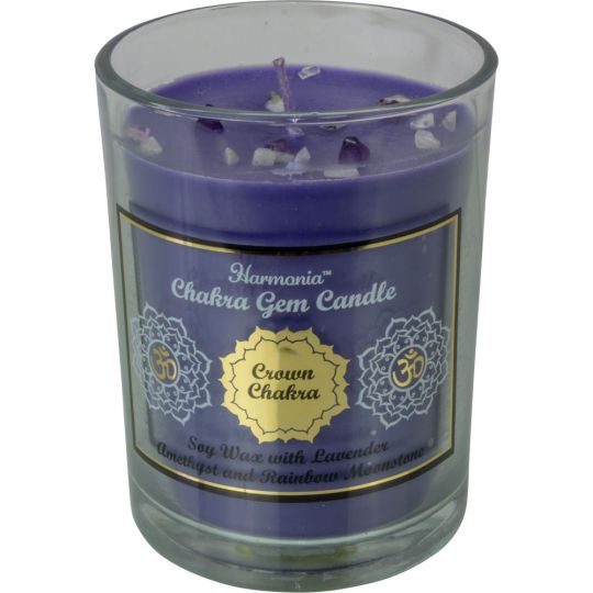 Harmonia Soy Gem Candle - Crown Chakra - Amethyst & Rainbow Moonstone (Each)