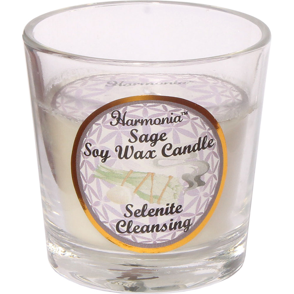 Harmonia Soy Gem Votive Candle Cleansing Selenite (Pack of 6) Kheops