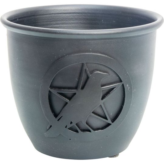 Metal Smudge Pot - Pentacle w/ Raven Small (Each)