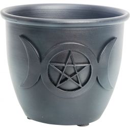 Metal Smudge Pot - Triple Moon w/ Pentacle Small (Each)