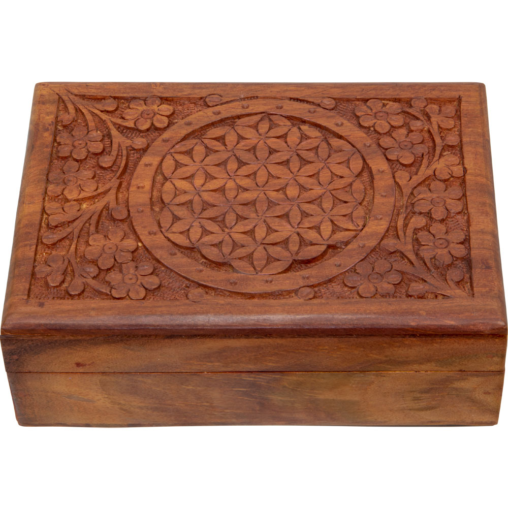 Carved Wood Box FLOWER of Life (Each)