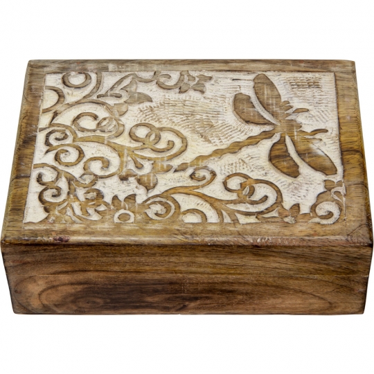 Carved Wood Box - Dragonfly  (Each)