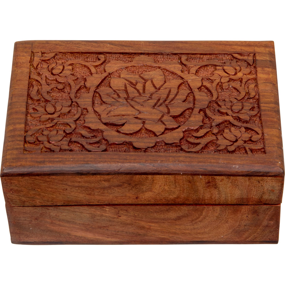 Wood Box Velvet Lined - Lotus FLOWER (Each)