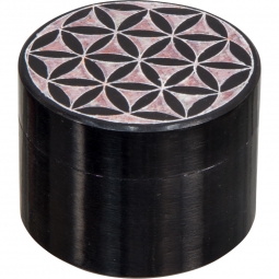 Black Soapstone Round Box - Flower of Life (Each)