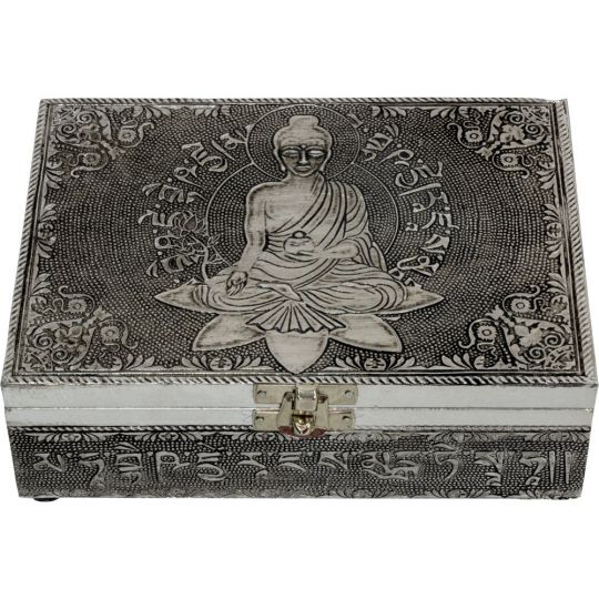 White Metal Lined Box - Medecine Buddha (each)
