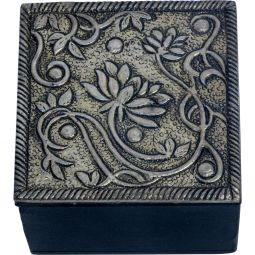 White Metal Trinket Box - Lotus (each)