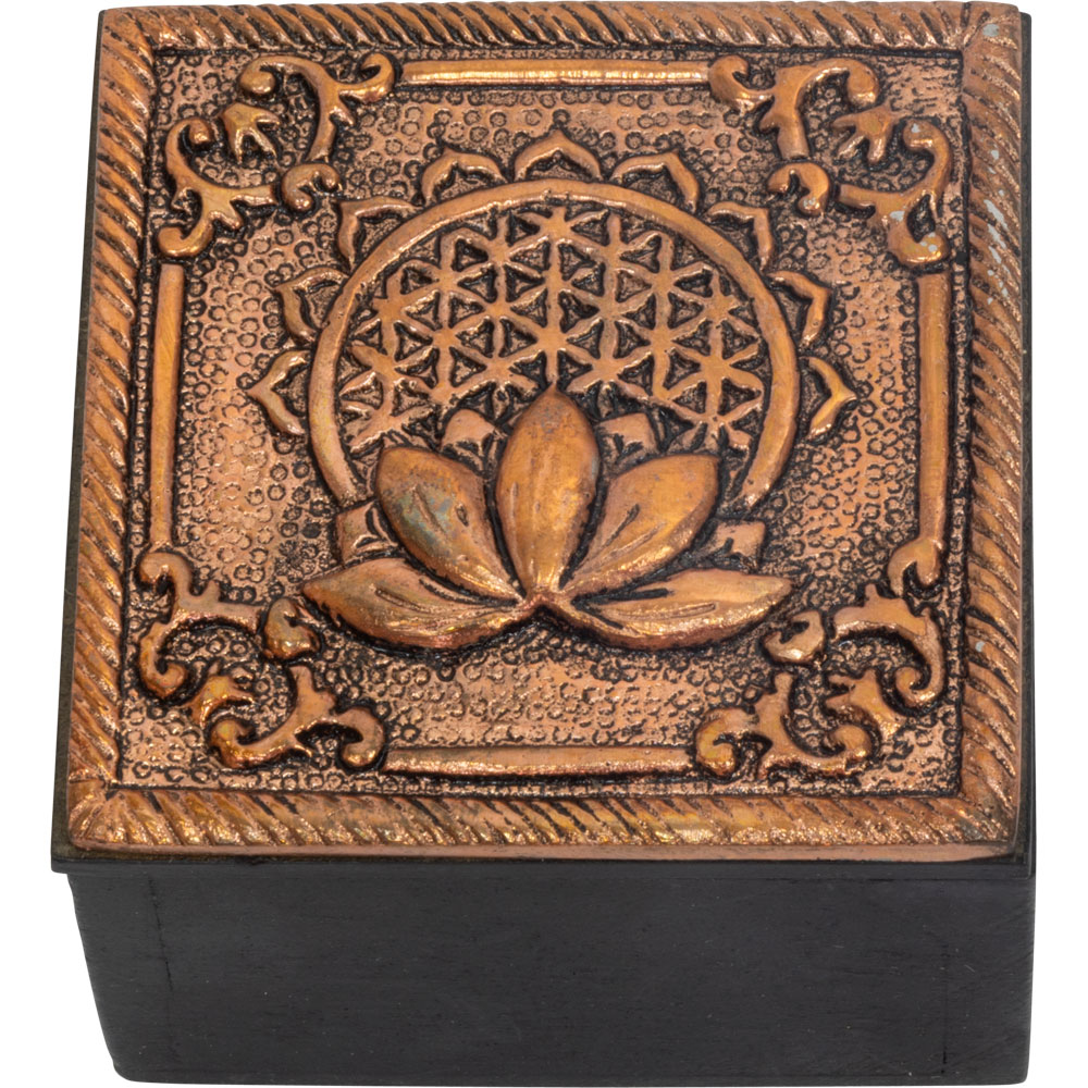 Bronze Metal TRINKET BOX - Flower of Life (Each)
