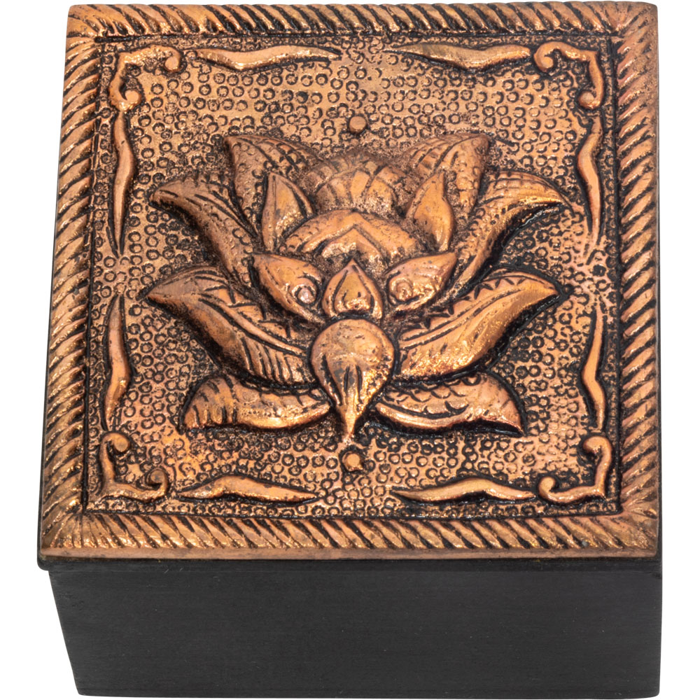 Bronze Metal TRINKET BOX - Lotus (Each)