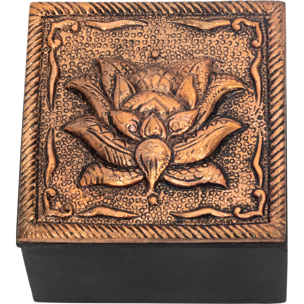 Bronze Metal TRINKET Box - Lotus (Each)