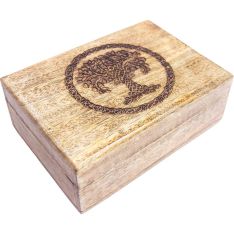 Mango Wood Box Laser Engraved - Tree Of Life (Each)
