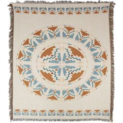 Cotton Heavy Throw Blanket w/ Fringe - Native Basket (Each)