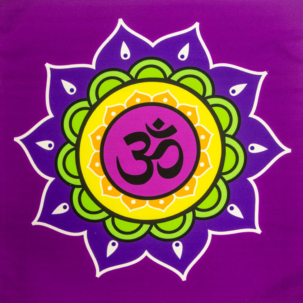 Cotton Cushion COVER w/ Zipper - Om Lotus - Purple (Each)