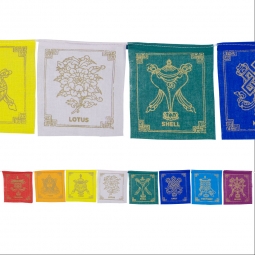 Tibetan Prayer Small Flags 8 Auspicious Symbols (Each)