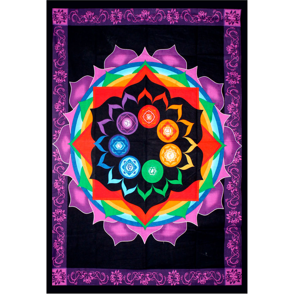 Cotton Single TAPESTRY Rainbow Chakra (Each)