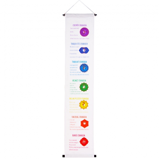 Cotton Inspirational Banner - Chakras White (Each)