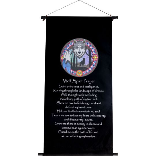 Cotton Inspirational Banner - Wolf Spirit Prayer (Each)
