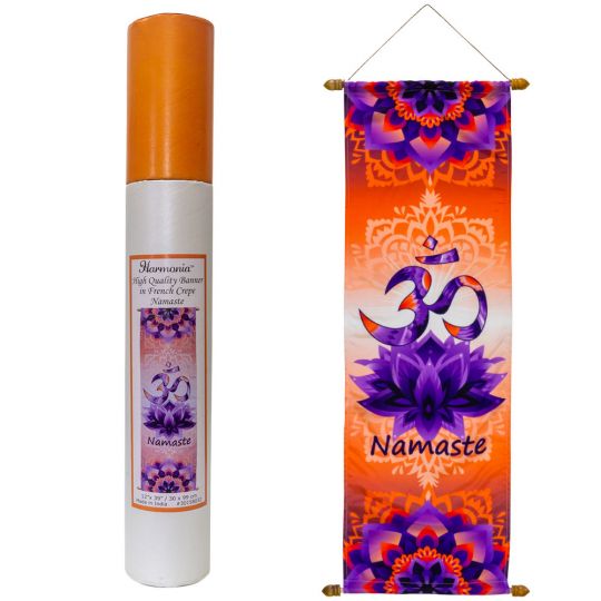 High Quality French Crepe Poly Banner - Om Namaste (Each)